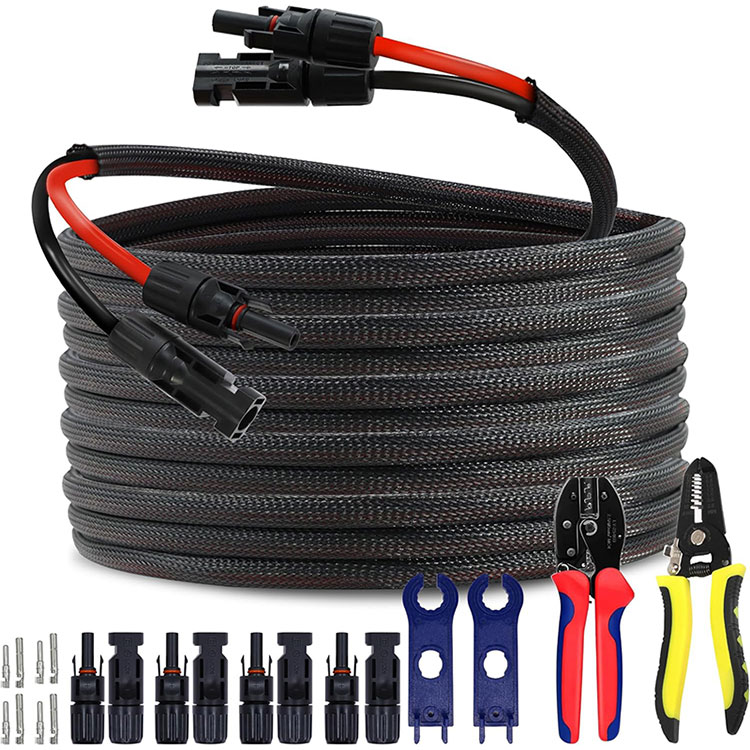 Twin Wajer 50FT Solari Estensjoni Cable 10AWG (6mm2) Solar Panel Wajer